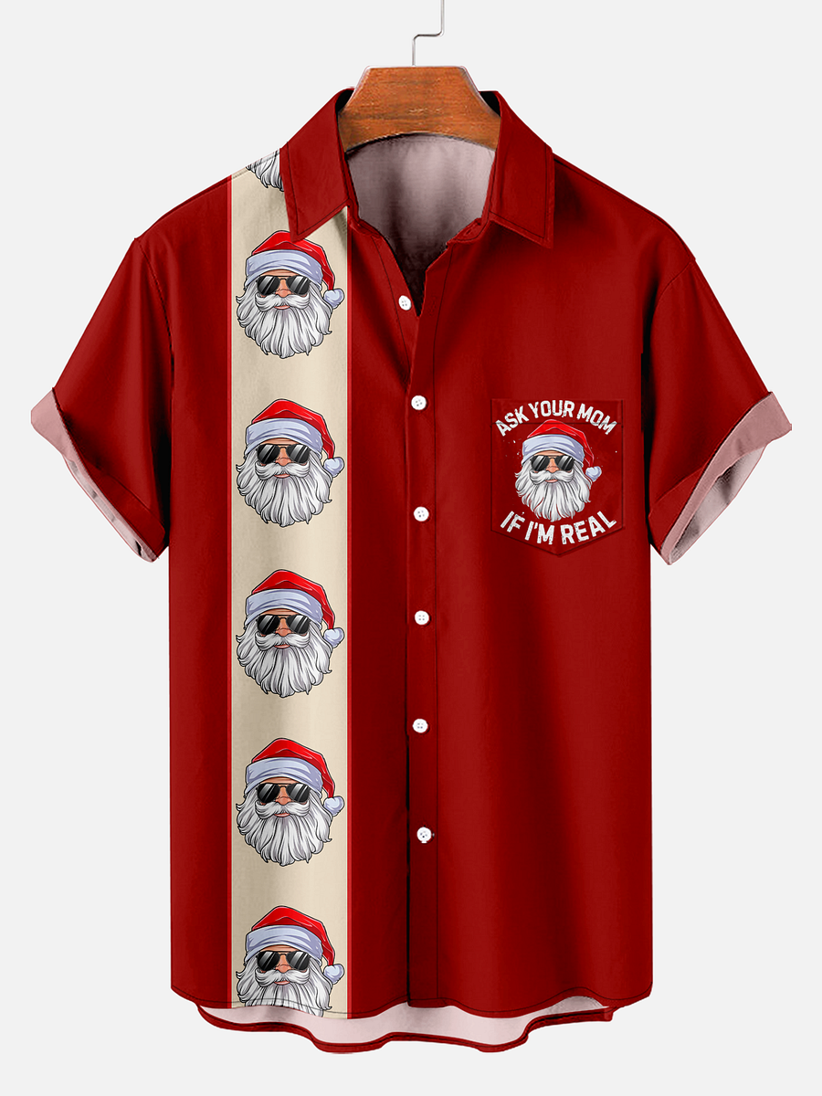 Men's Comfy Christmas Beer Stripe Print Shirt