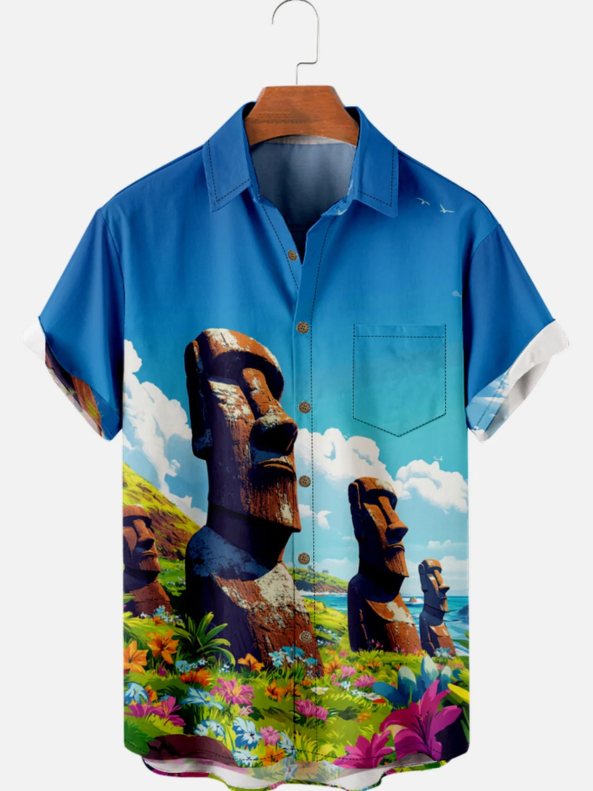 Men's Easter Print Short Sleeve Shirt