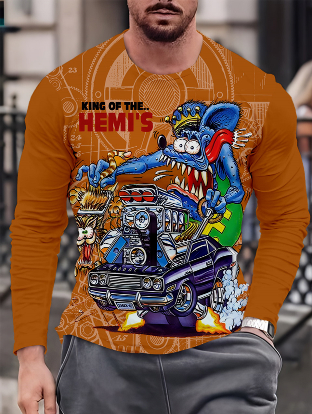 Men's Casual Cartoon Graphic Long Sleeve T-Shirt