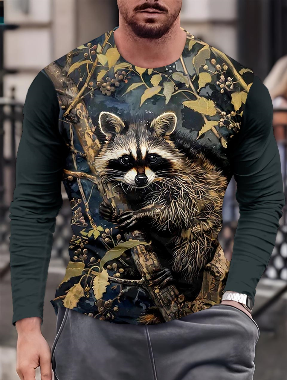 Men's Casual Cartoon Graphic Long Sleeve T-Shirt