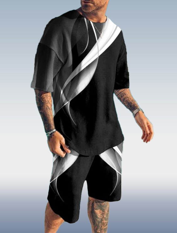 Suitmens Men's Black Gradient Shorts Suit