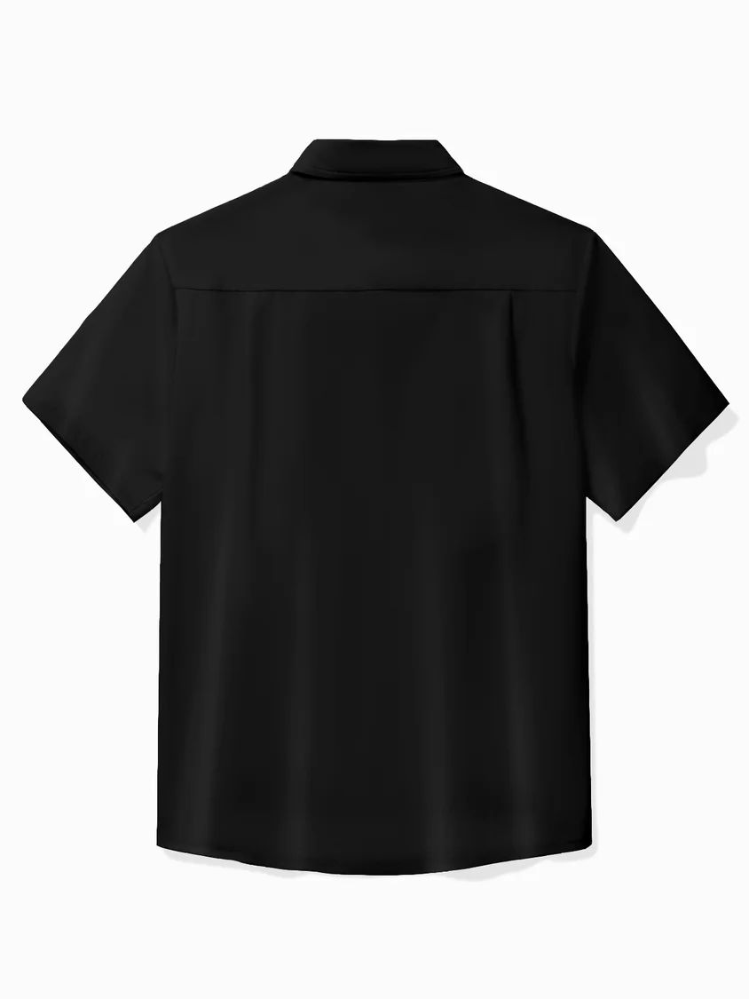 Star Contrasting Pocket Flip Collar Bowling Shirt