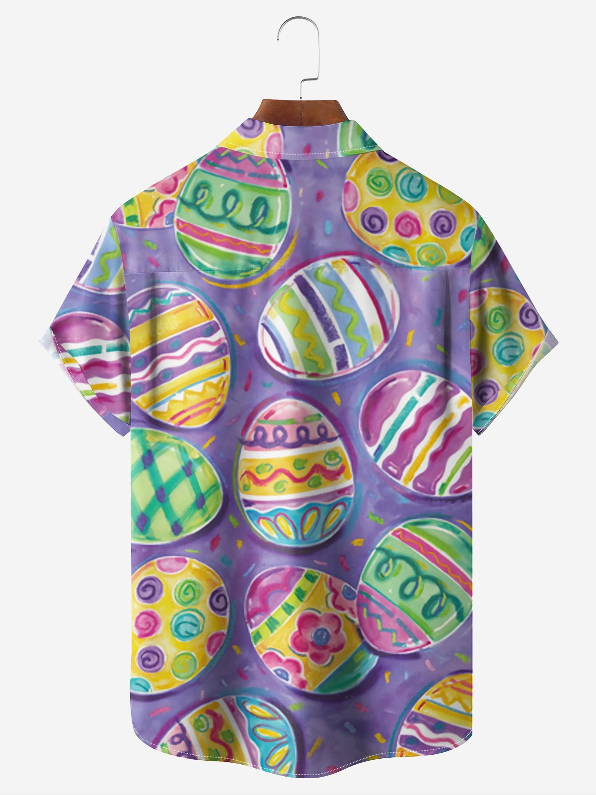 Dinosaur Patterned Printed Pocket Lapel Short Sleeved Shirt