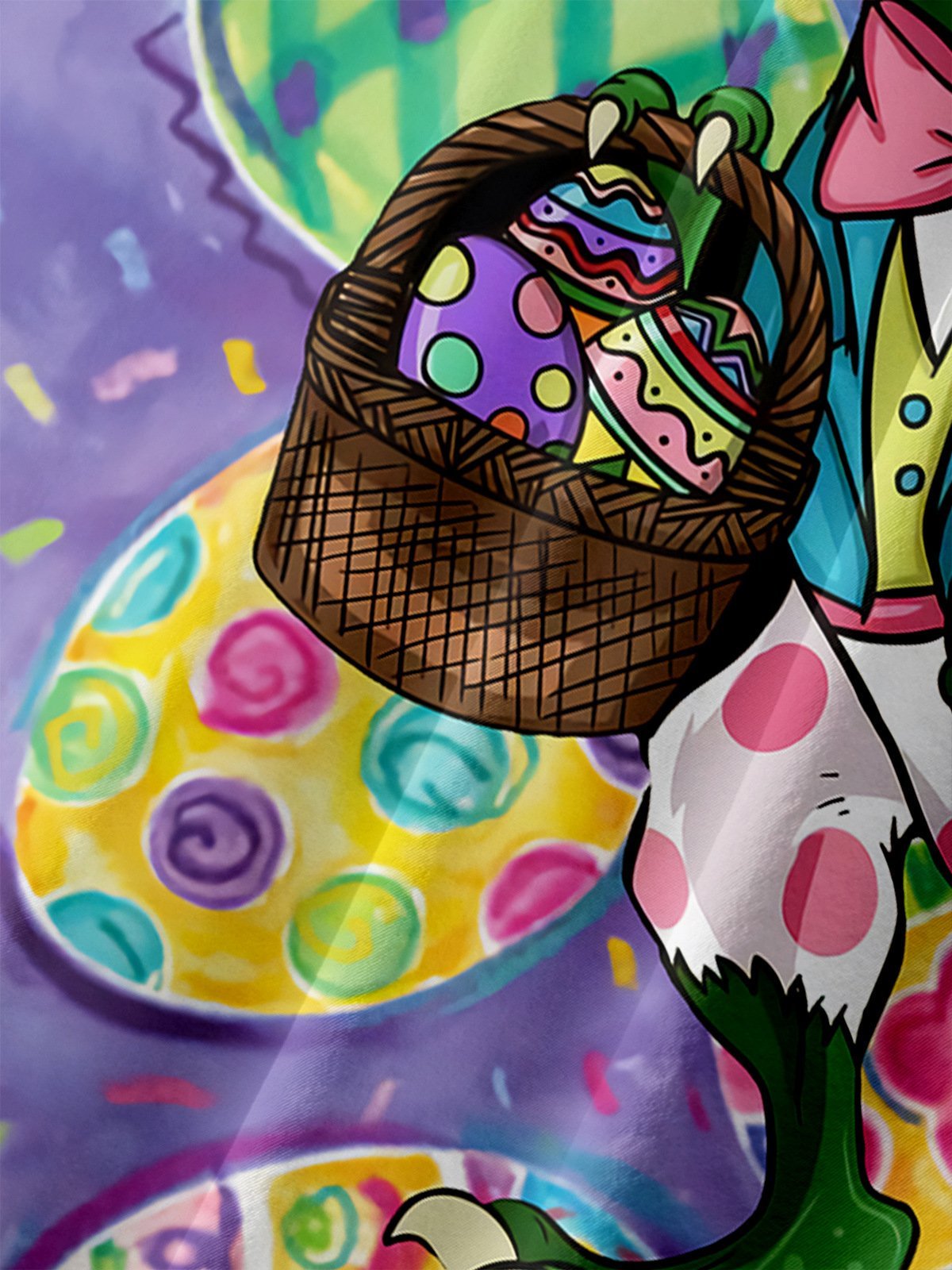 Dinosaur Patterned Printed Pocket Lapel Short Sleeved Shirt