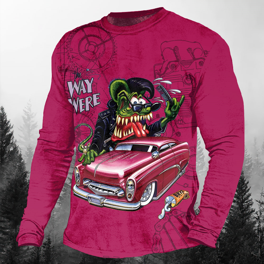 Men's Casual Cartoon Graphic Long Sleeve T-Shirt