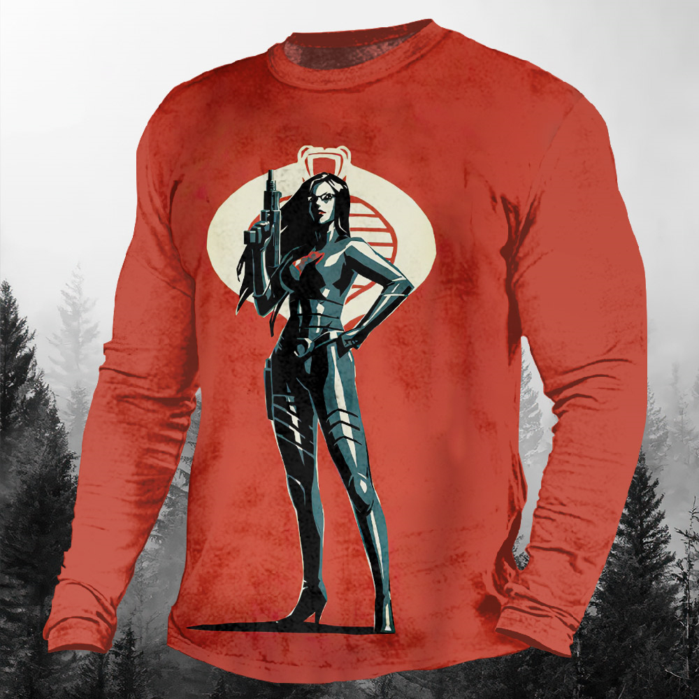 Men's Casual Cartoon Graphic Long Sleeve T-Shirt