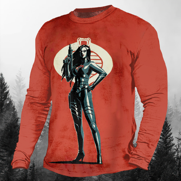 Men's Casual Cartoon Graphic Long Sleeve T-Shirt