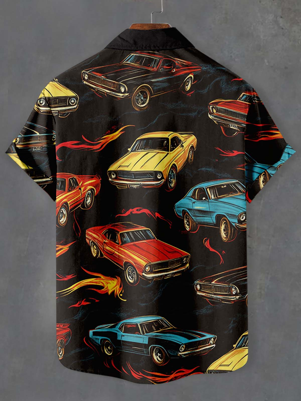 Men's Retro Car Graphic Short Sleeve Shirt