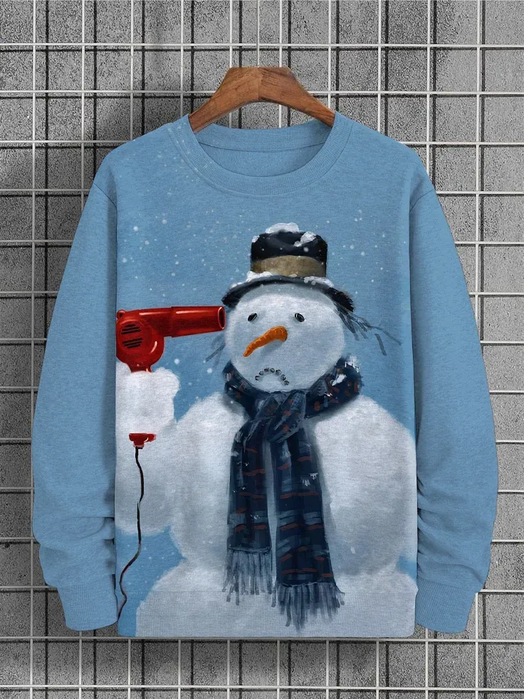 Men's Funny Snowman Art Print Casual Sweatshirt
