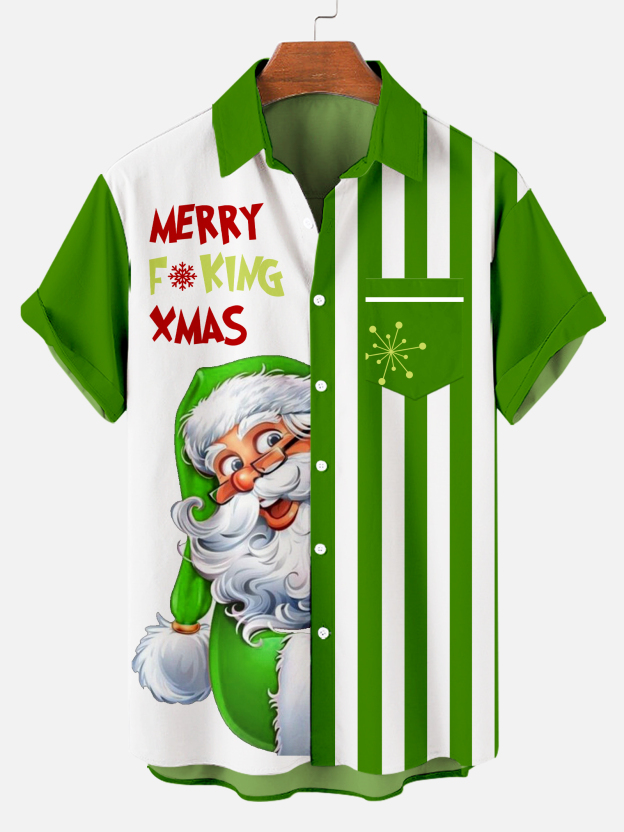 Men's Christmas Creative Design Pattern Short-Sleeved Shirt 0272