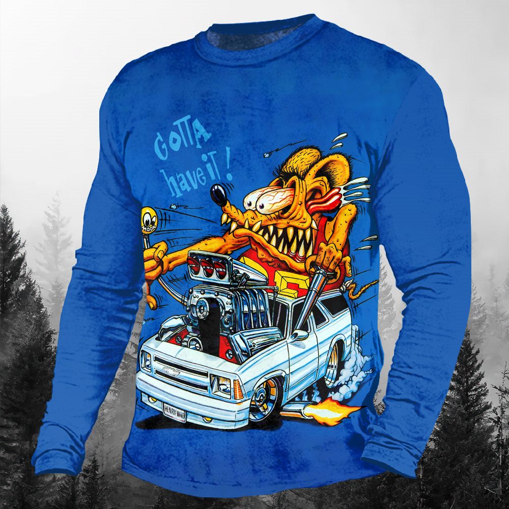 Men's Casual Cartoon Graphic Long Sleeve T-Shirt