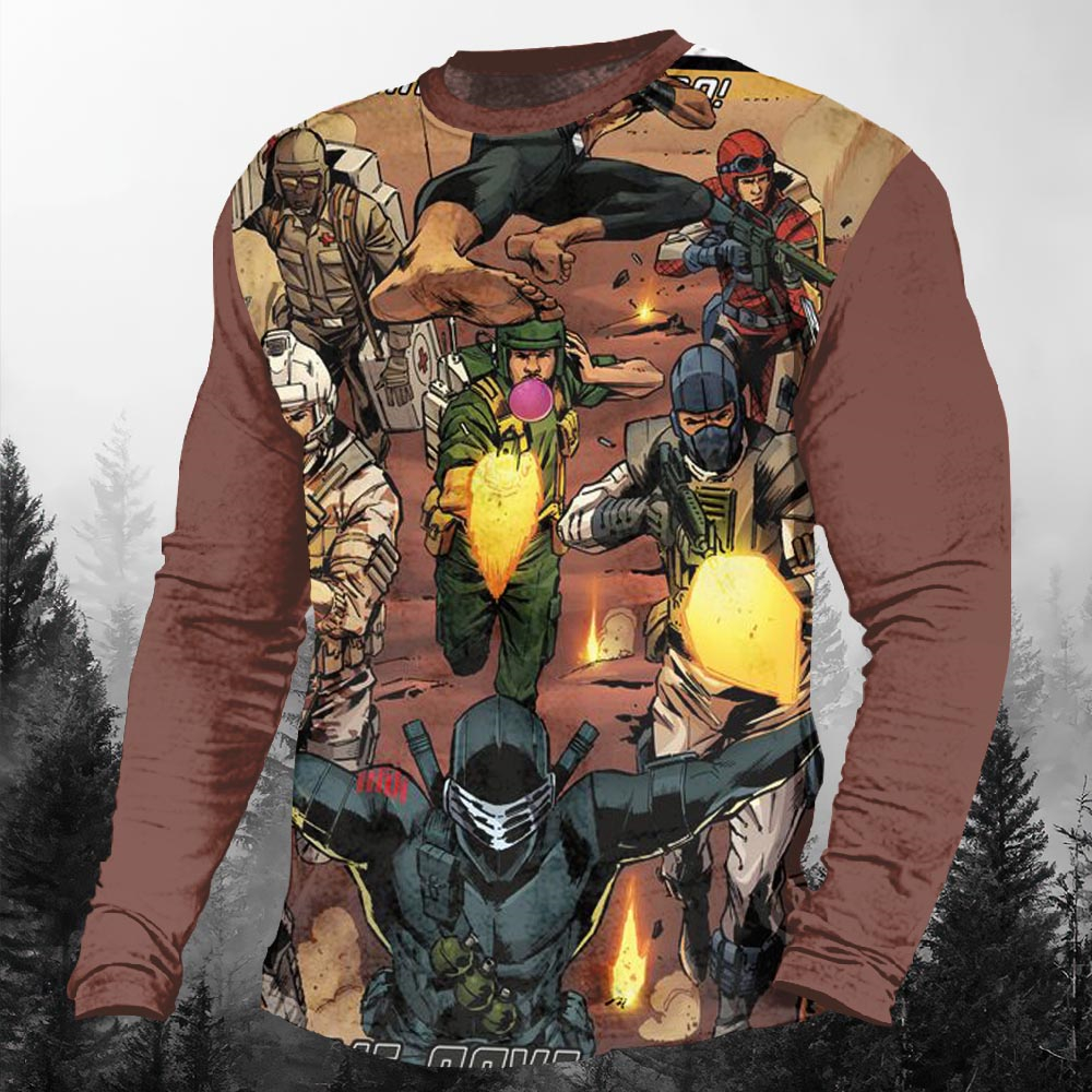 Men's Casual Cartoon Graphic Long Sleeve T-Shirt