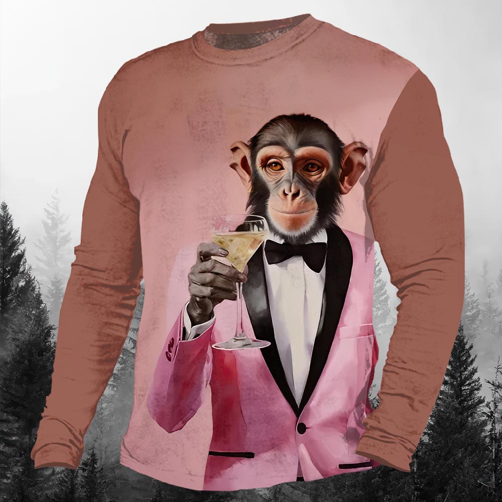 Men's Casual Cartoon Graphic Long Sleeve T-Shirt