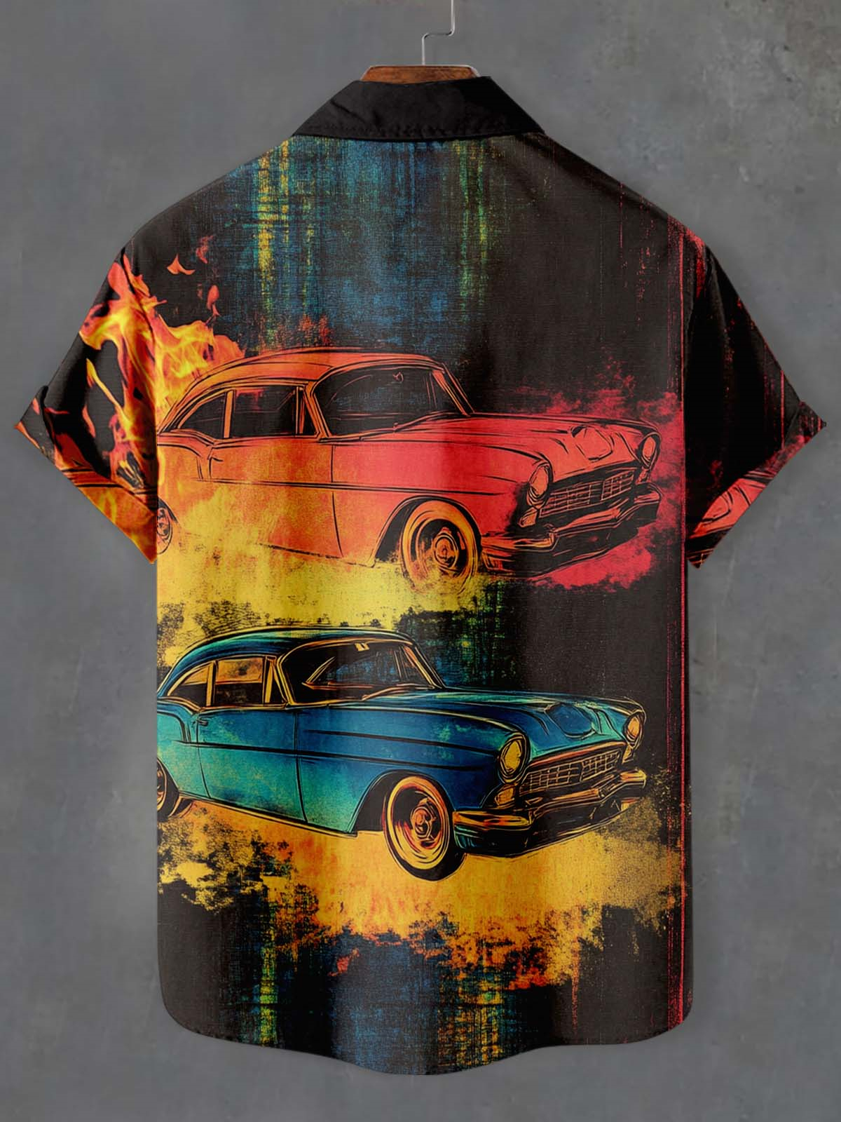 Men's Retro Car Graphic Short Sleeve Shirt