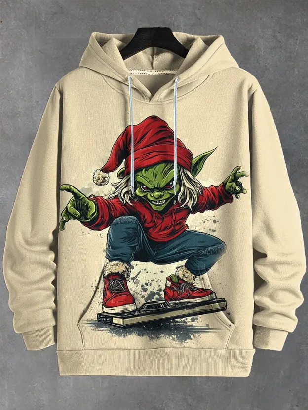 Men's Retro Hip Hop Elf DJ Art Casual Hoodie