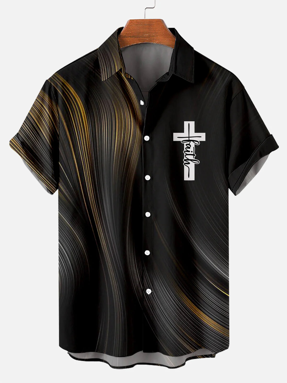 Men's Easter Cross Print Short Sleeve Shirt