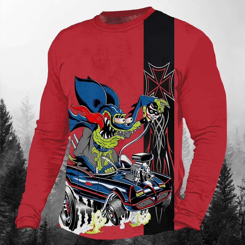 Men's Casual Cartoon Graphic Long Sleeve T-Shirt