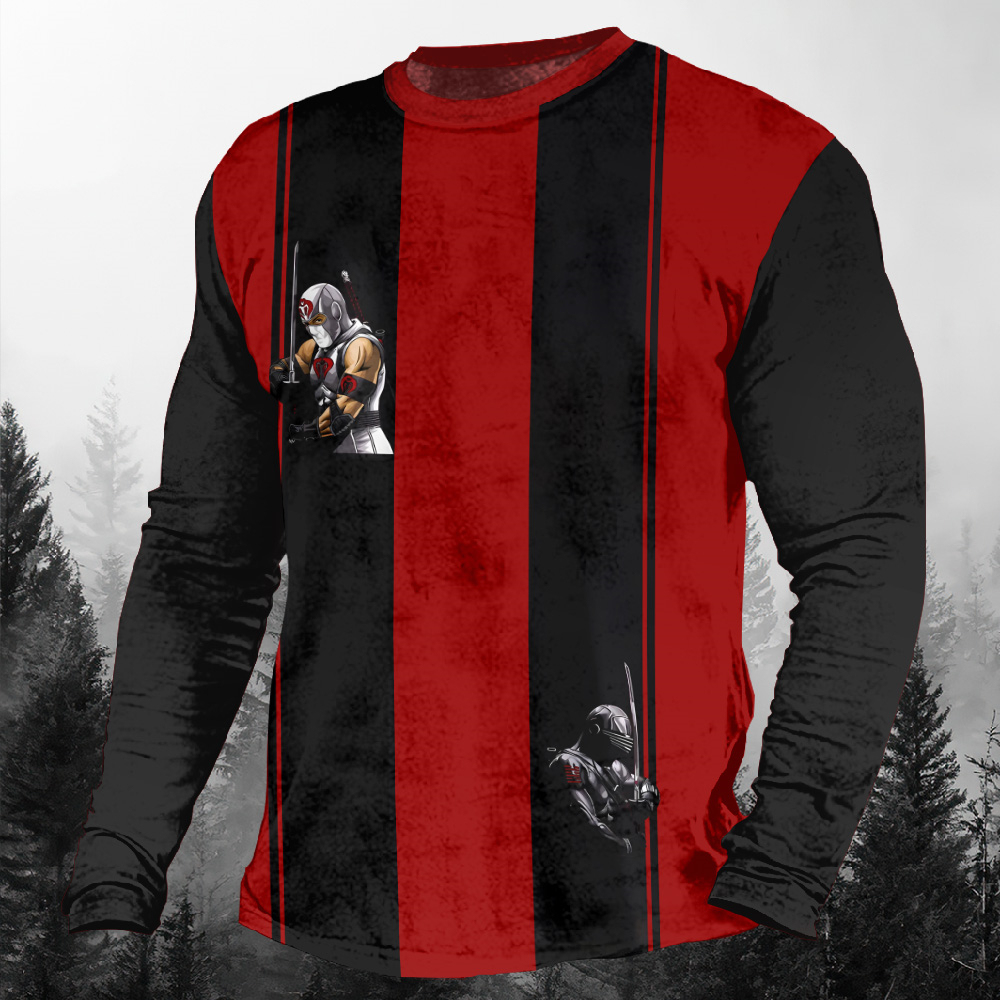 Men's Casual Cartoon Graphic Long Sleeve T-Shirt