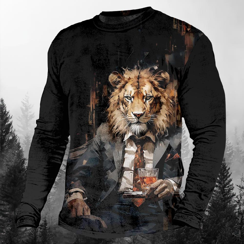 Men's Casual Cartoon Graphic Long Sleeve T-Shirt