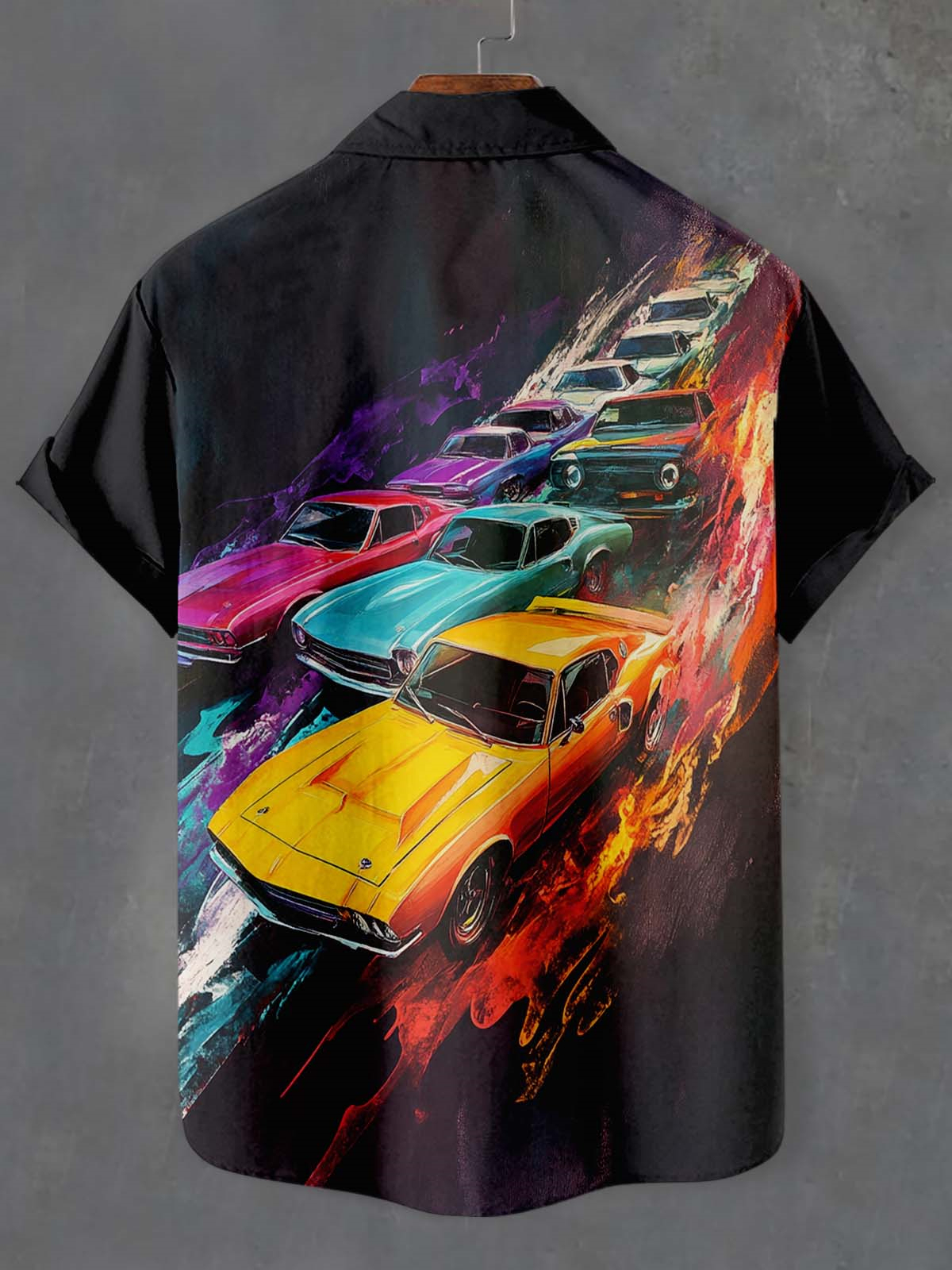 Men's Retro Car Graphic Short Sleeve Shirt