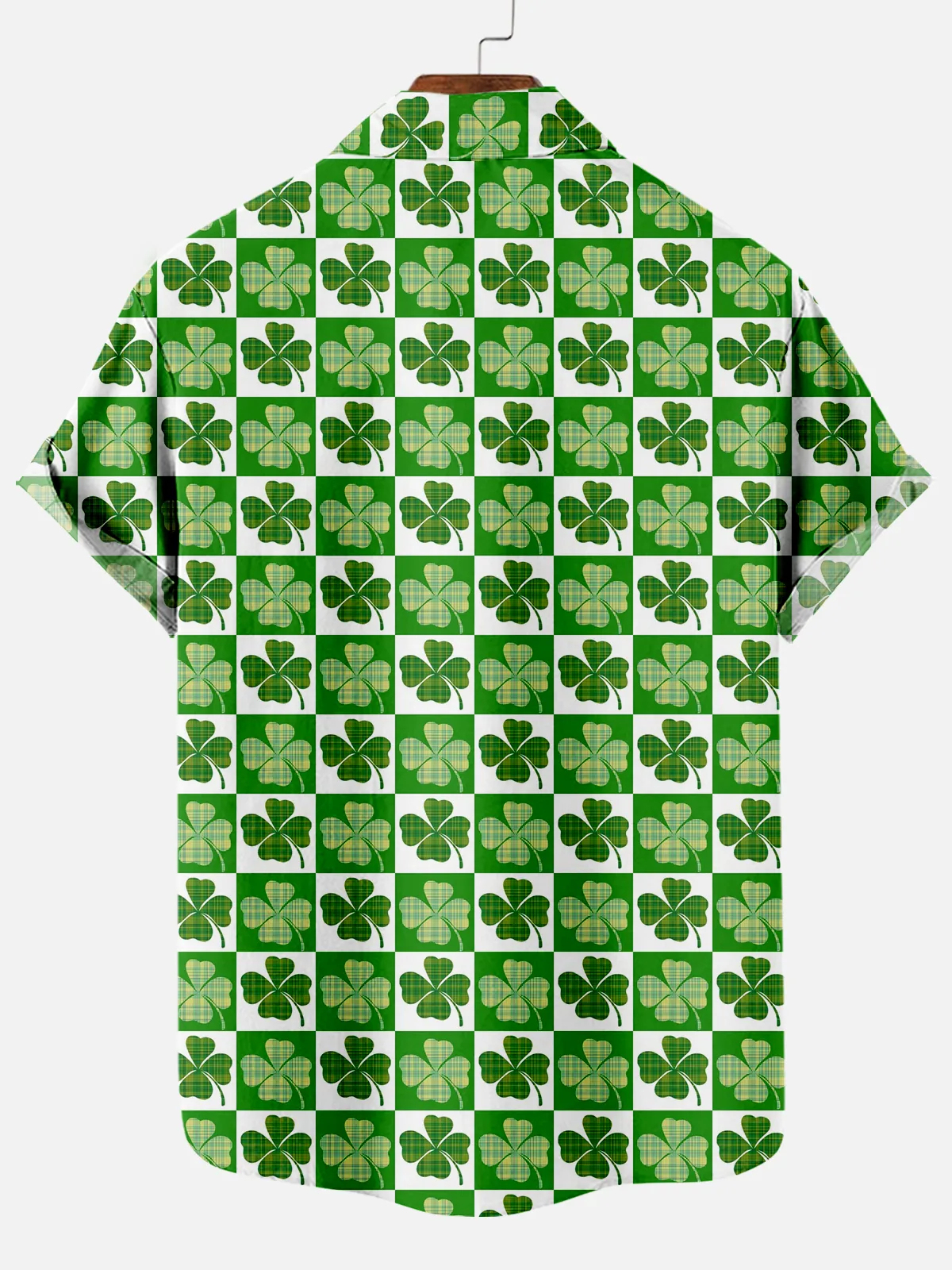 Men's St. Patrick's Day Plaid Floral Casual Short Sleeve Shirt