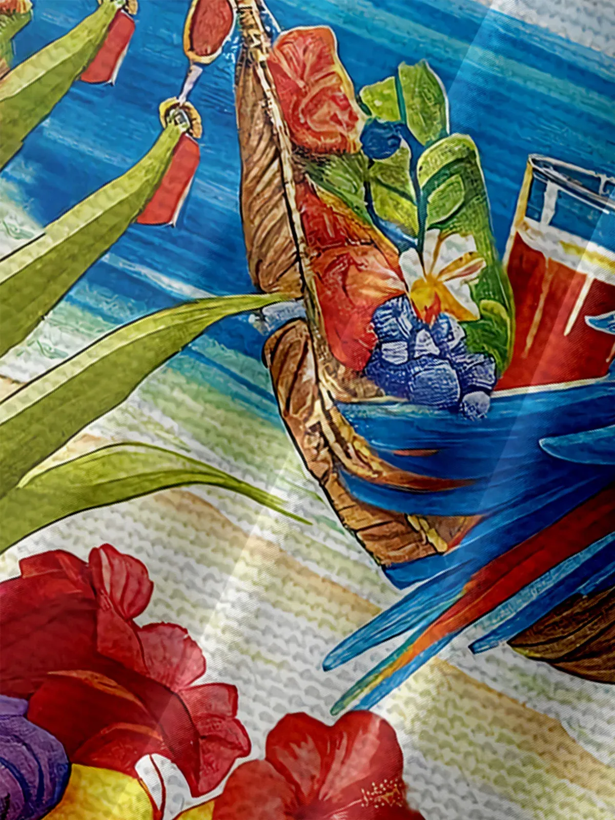 Parrot Print Pocket Collar Short Sleeved Shirt