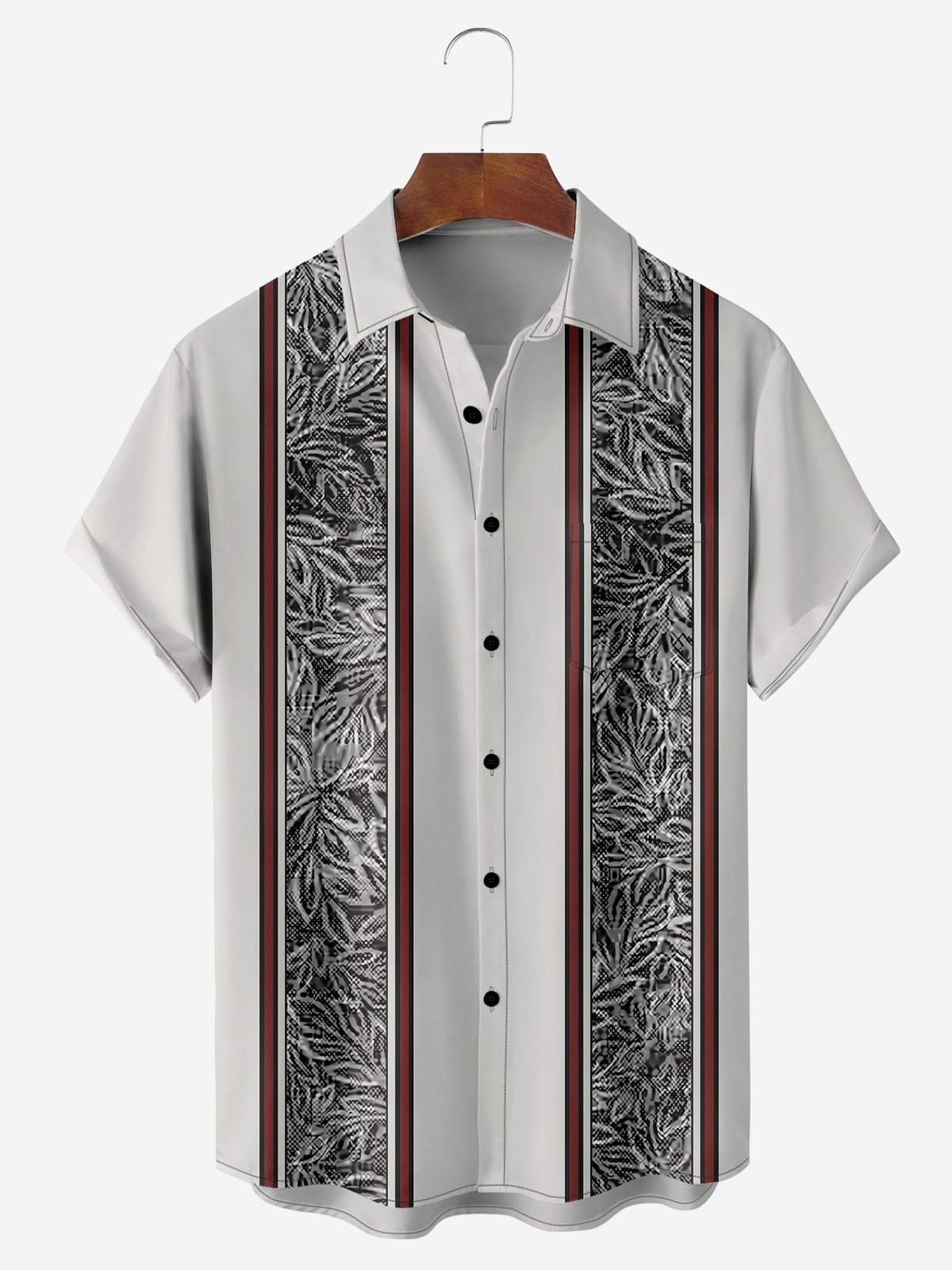 Christmas greetings from Santa Claus delivering gifts on a motorcycle Christmas Chest Pocket Short Sleeve Bowling Shirt