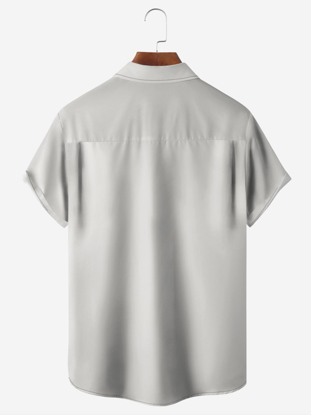 Plant Contrasting Pocket Flip Collar Bowling Shirt