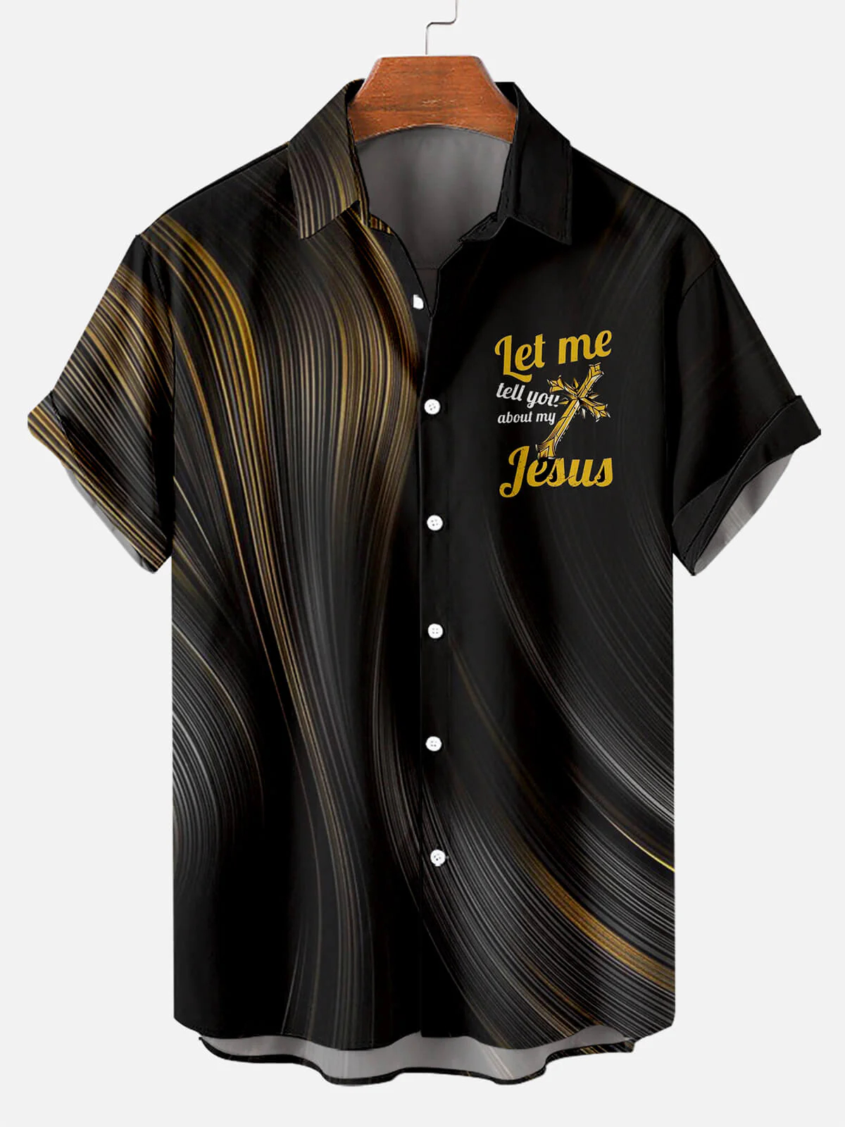 Men's Easter Cross Print Short Sleeve Shirt