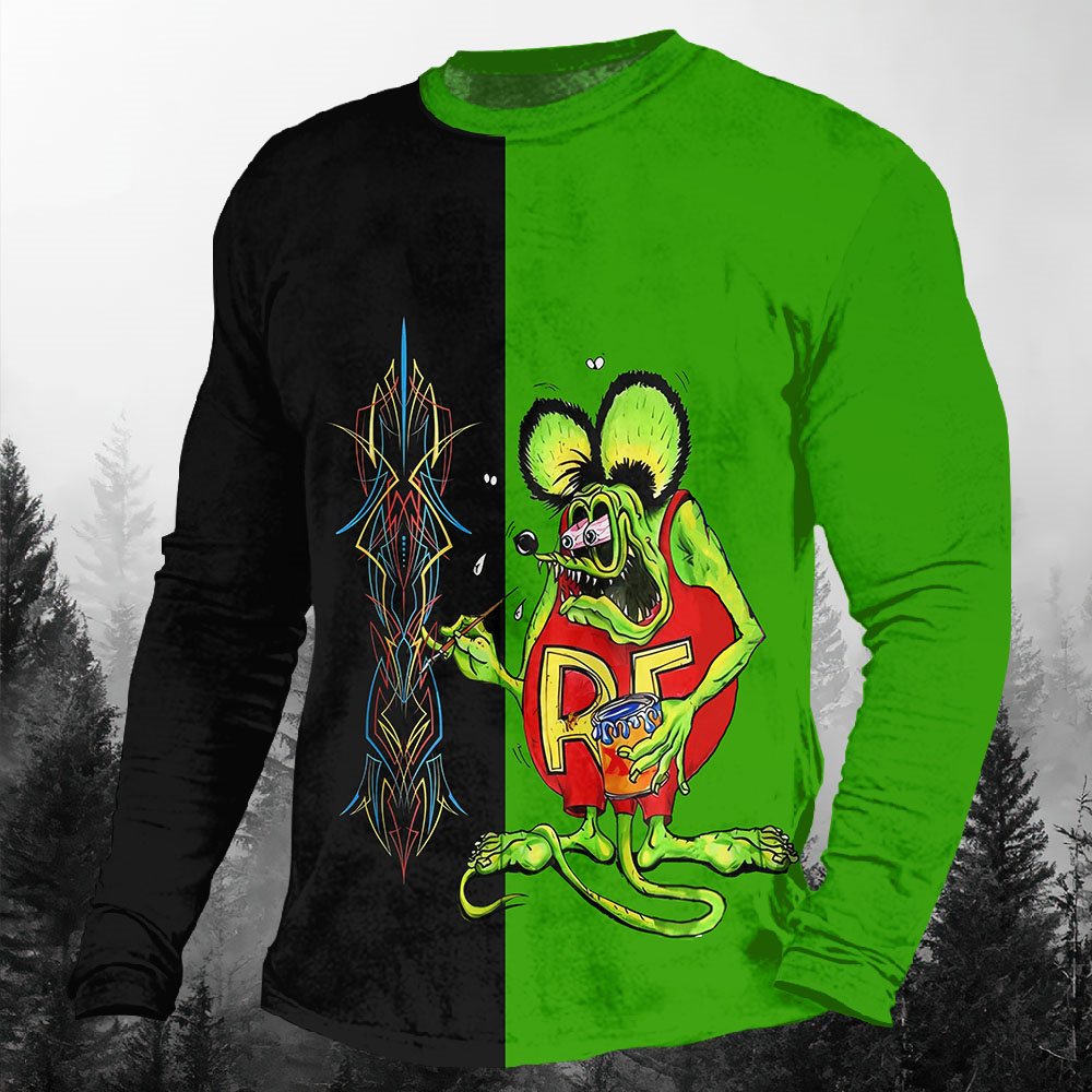 Men's Casual Cartoon Graphic Long Sleeve T-Shirt