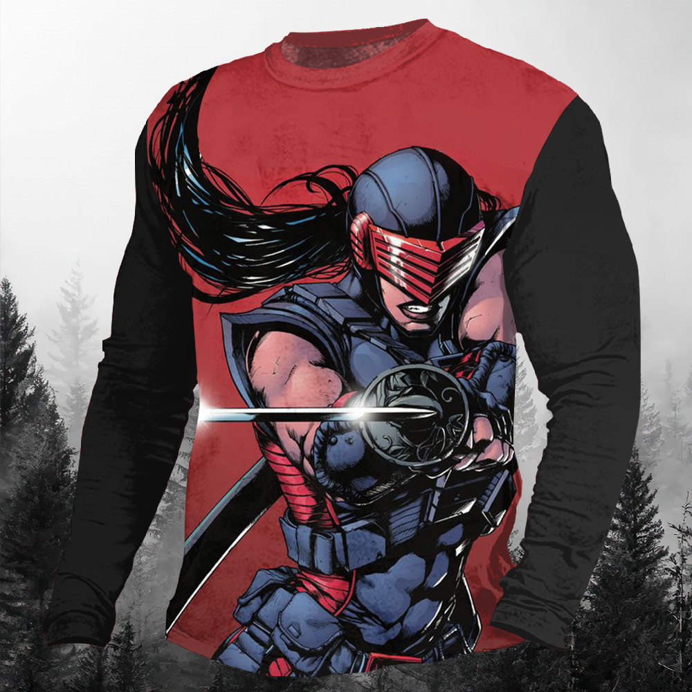 Men's Casual Cartoon Graphic Long Sleeve T-Shirt