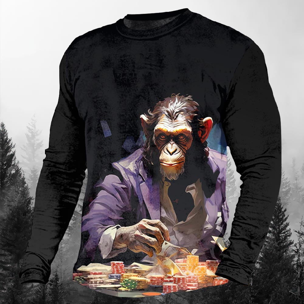 Men's Casual Cartoon Graphic Long Sleeve T-Shirt