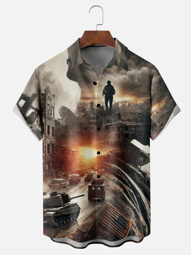 [Copy]Men's Classic Movie Godfather Animal Fun Graphic Short Sleeve Shirt