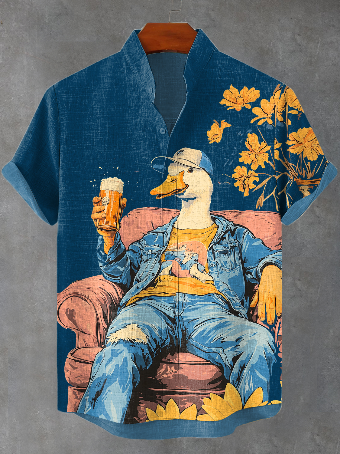 Men's Silly Goose Likes Beer Chilling Art Print Shirt