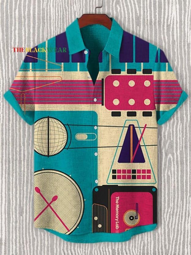 Men's Musical Art Casual Short Sleeve Shirt