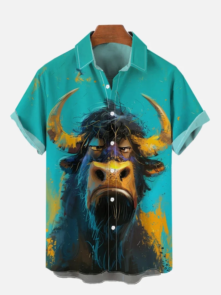 Funny Animal Print Short Sleeve Shirt