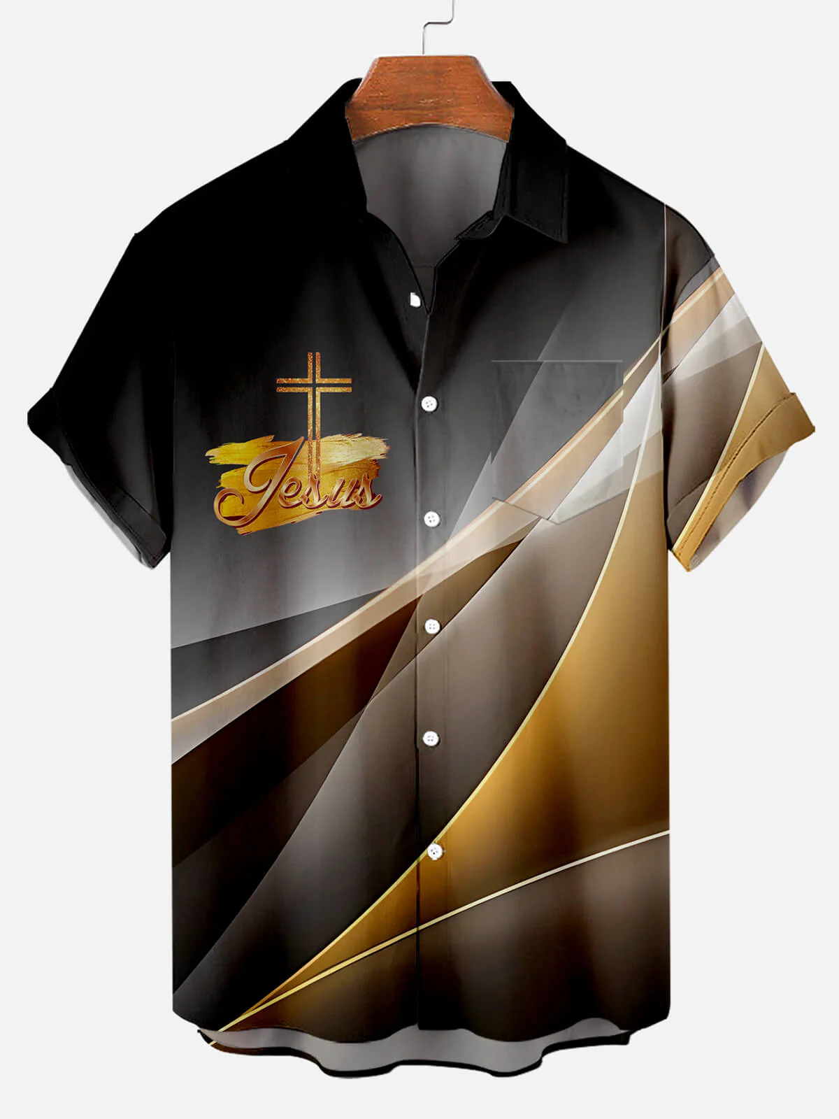 Men's Easter Cross Print Short Sleeve Shirt