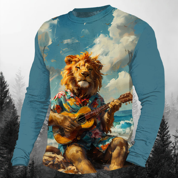 Men's Casual Cartoon Graphic Long Sleeve T-Shirt