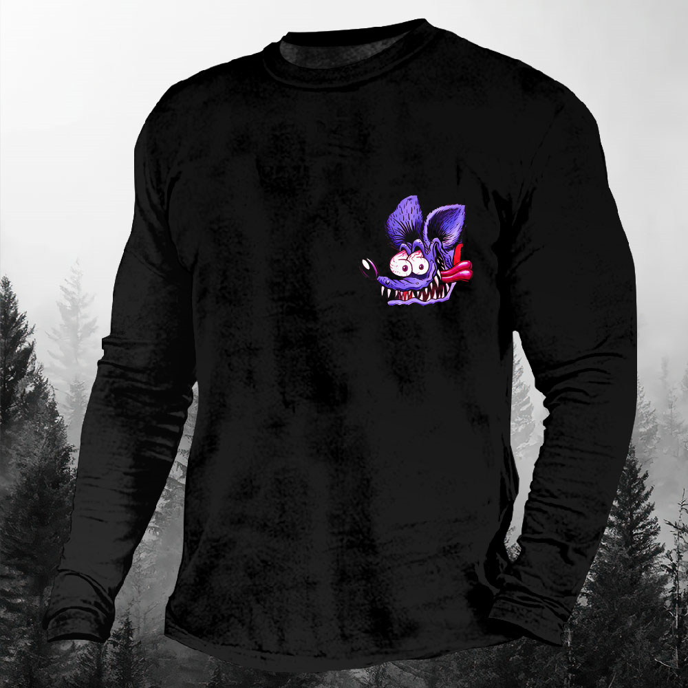 Men's Casual Cartoon Graphic Long Sleeve T-Shirt