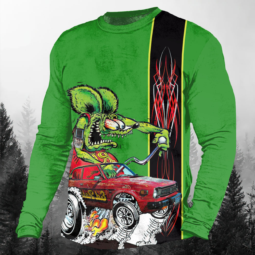 Men's Casual Cartoon Graphic Long Sleeve T-Shirt