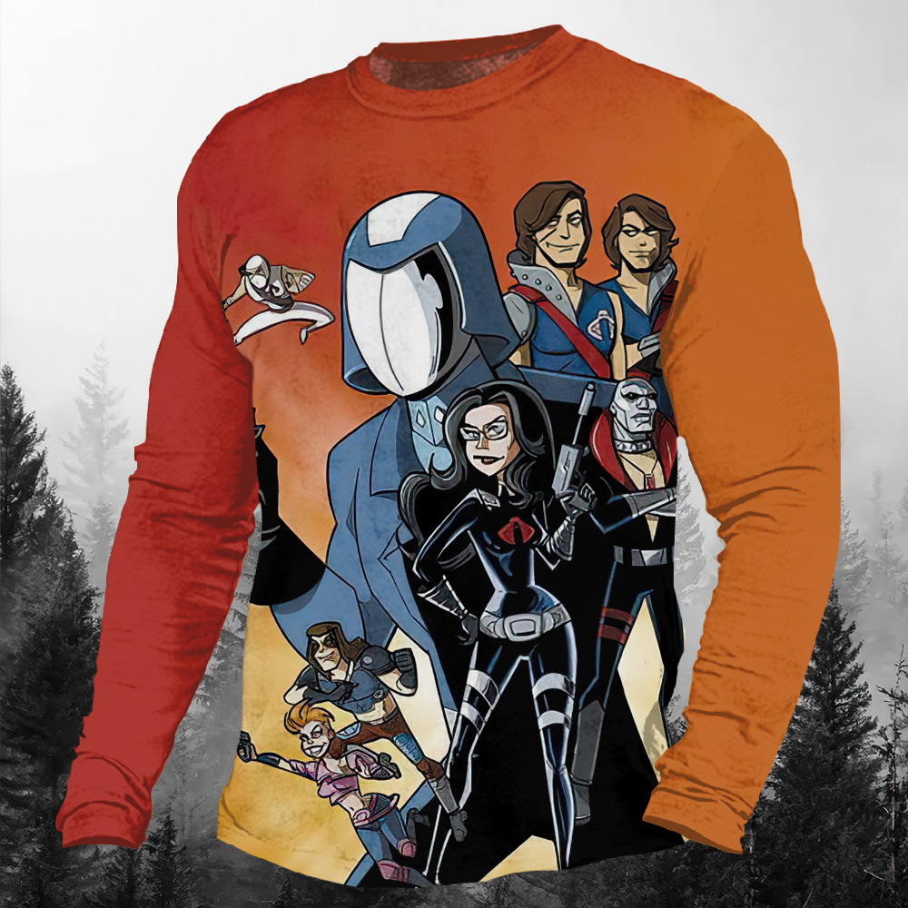 Men's Casual Cartoon Graphic Long Sleeve T-Shirt