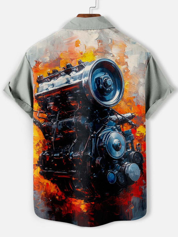 Men's Mechanical Parts Graphic Short Sleeve Shirt