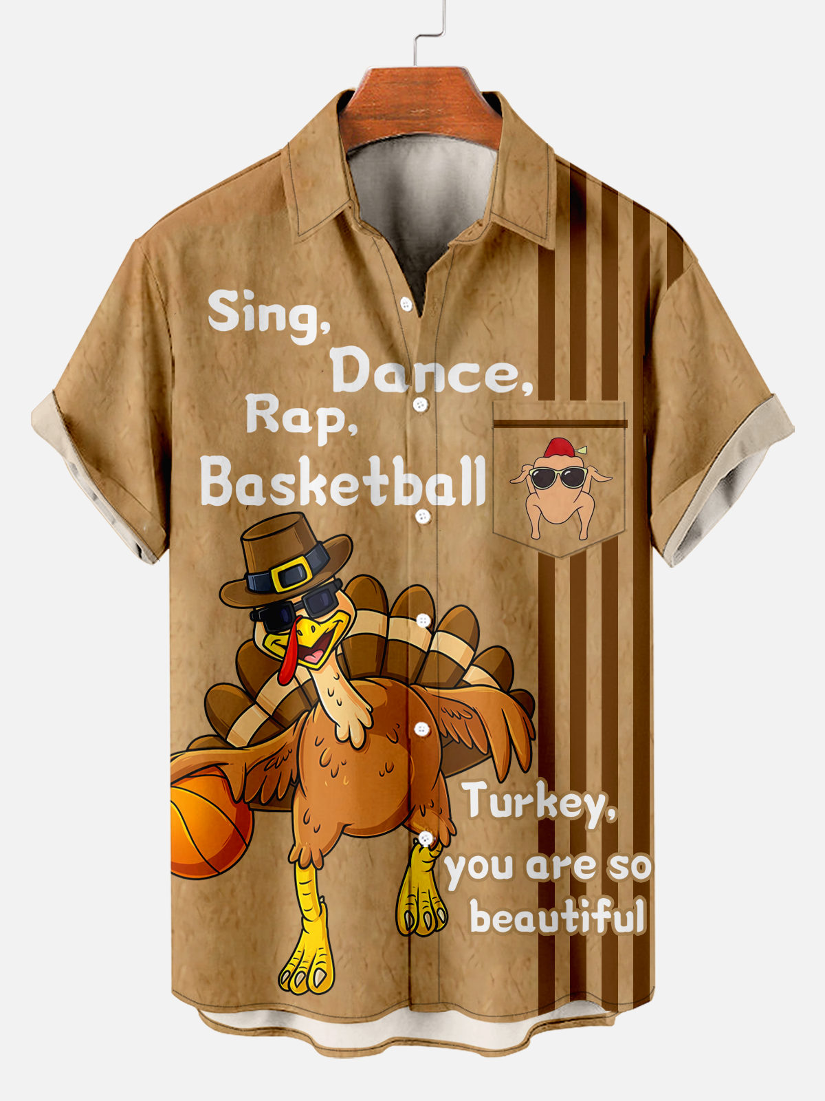 Men's Comfort Thanksgiving Stripe Print Shirt