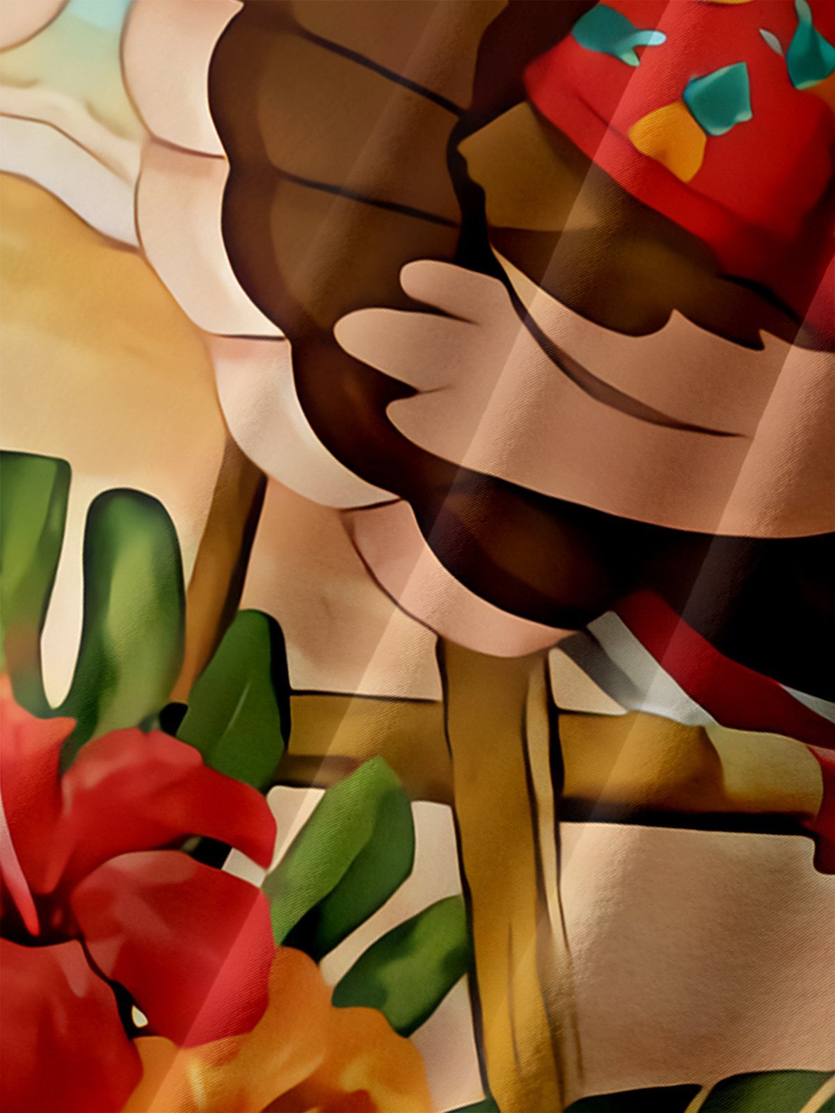 Men's Causal Turkey Vacation in Gobble Cartoon Print Lapel Short Sleeve Shirt