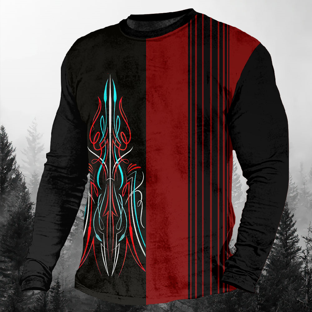 Men's Casual Cartoon Graphic Long Sleeve T-Shirt