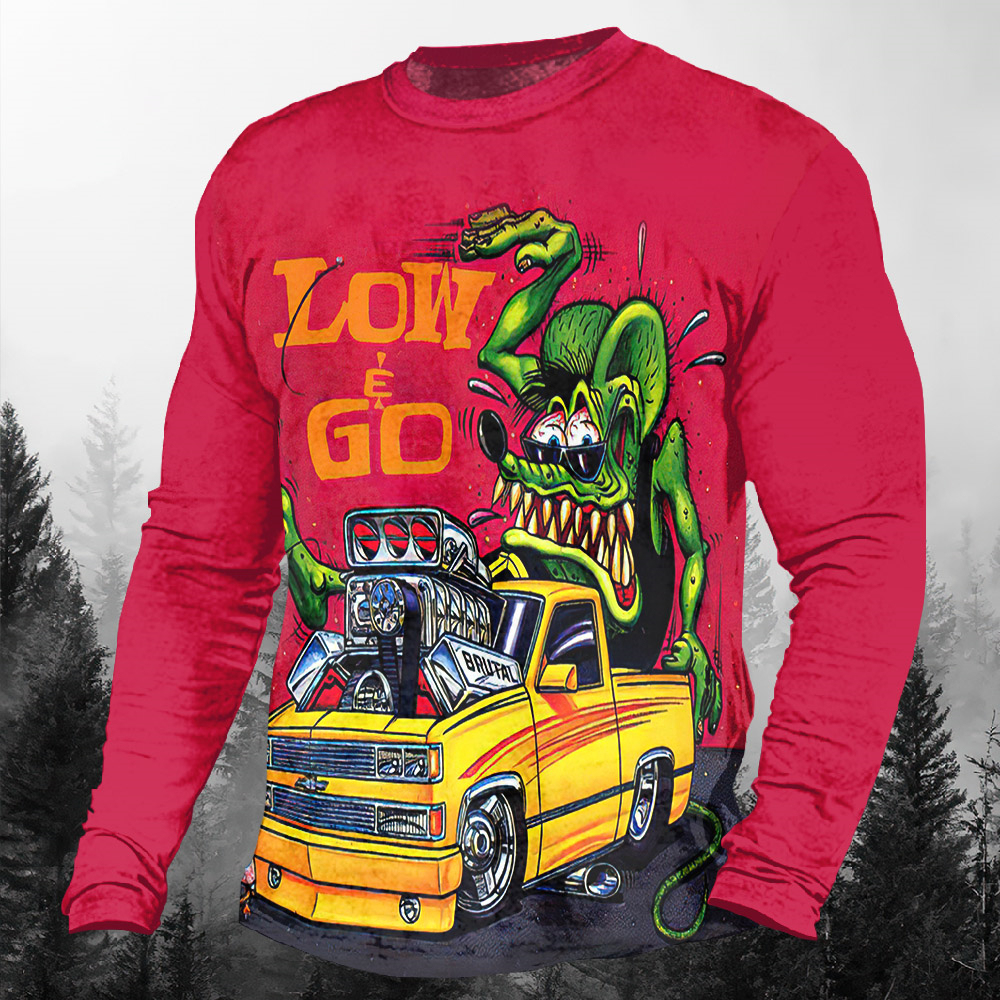 Men's Casual Cartoon Graphic Long Sleeve T-Shirt