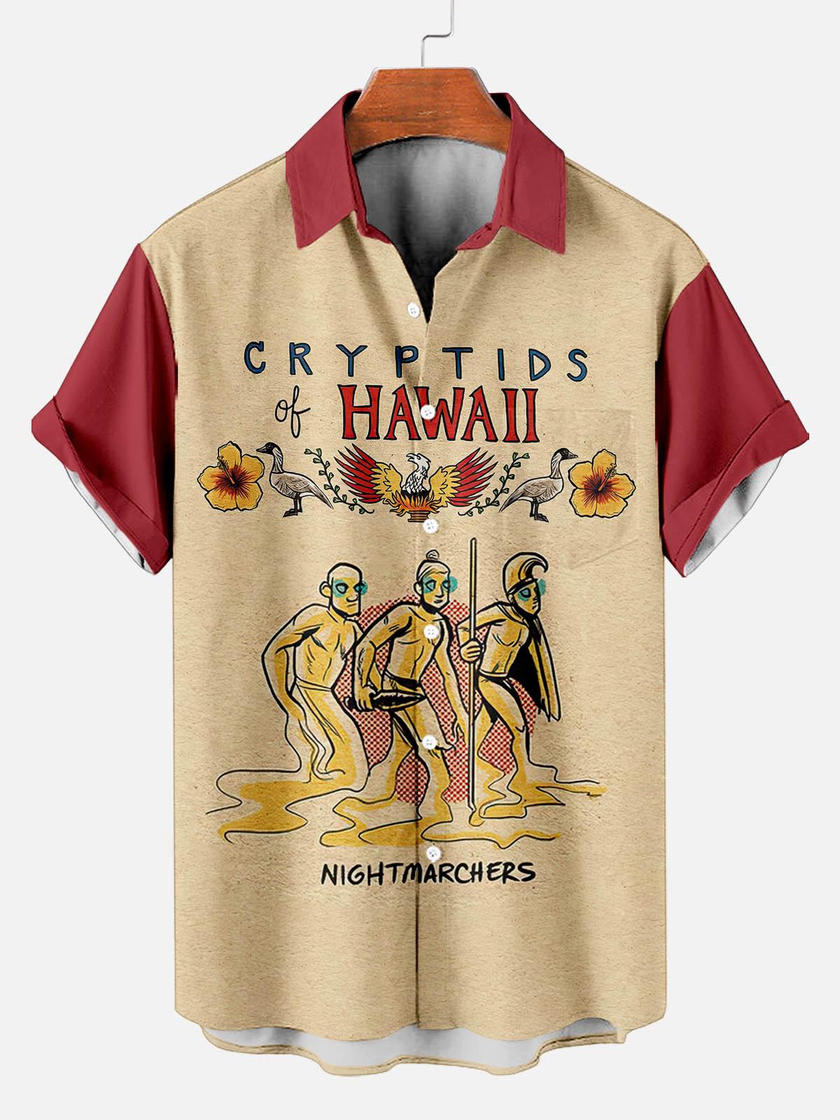 Hawaii Famous Cryptids pattern short sleeved shirt