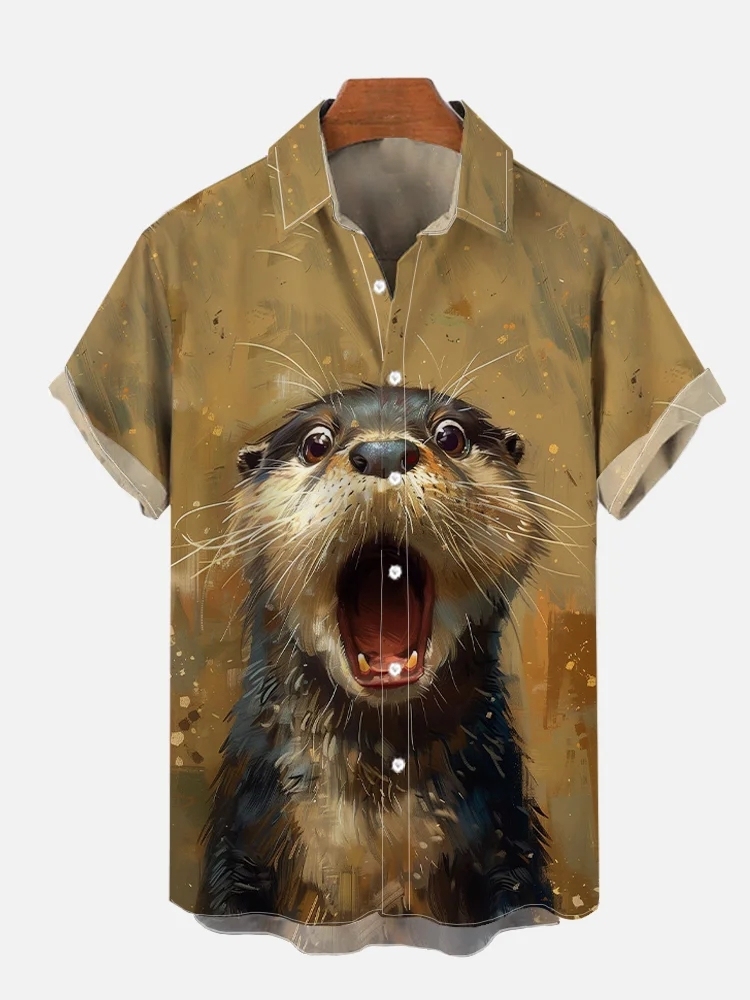 Funny Animal Print Short Sleeve Shirt