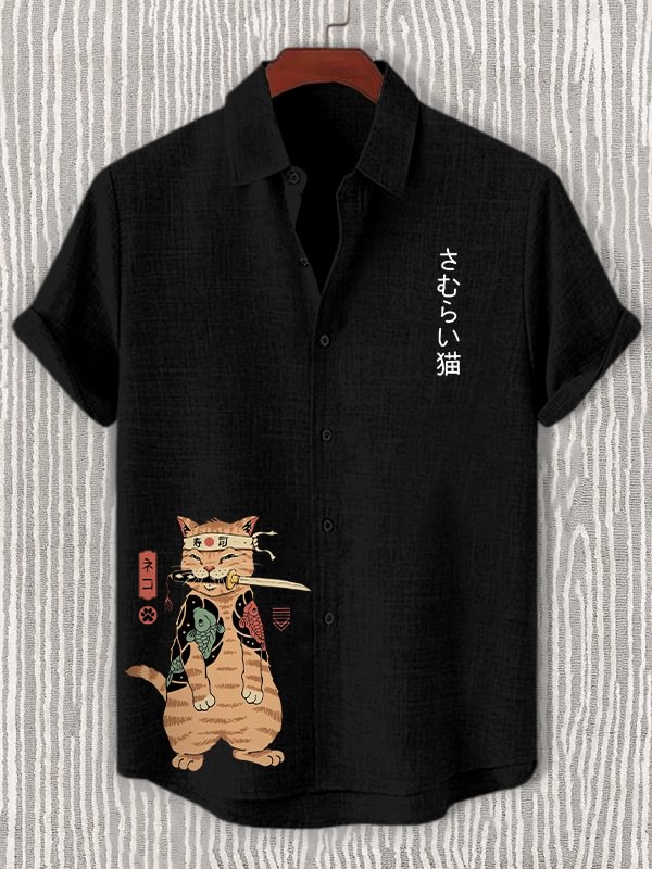 Men's Japanese Art Pattern Short Sleeve Shirt