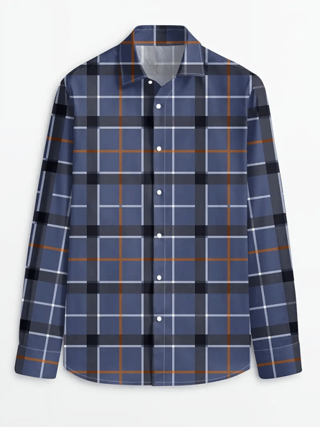 Men's Plaid Business Long Sleeve Shirt